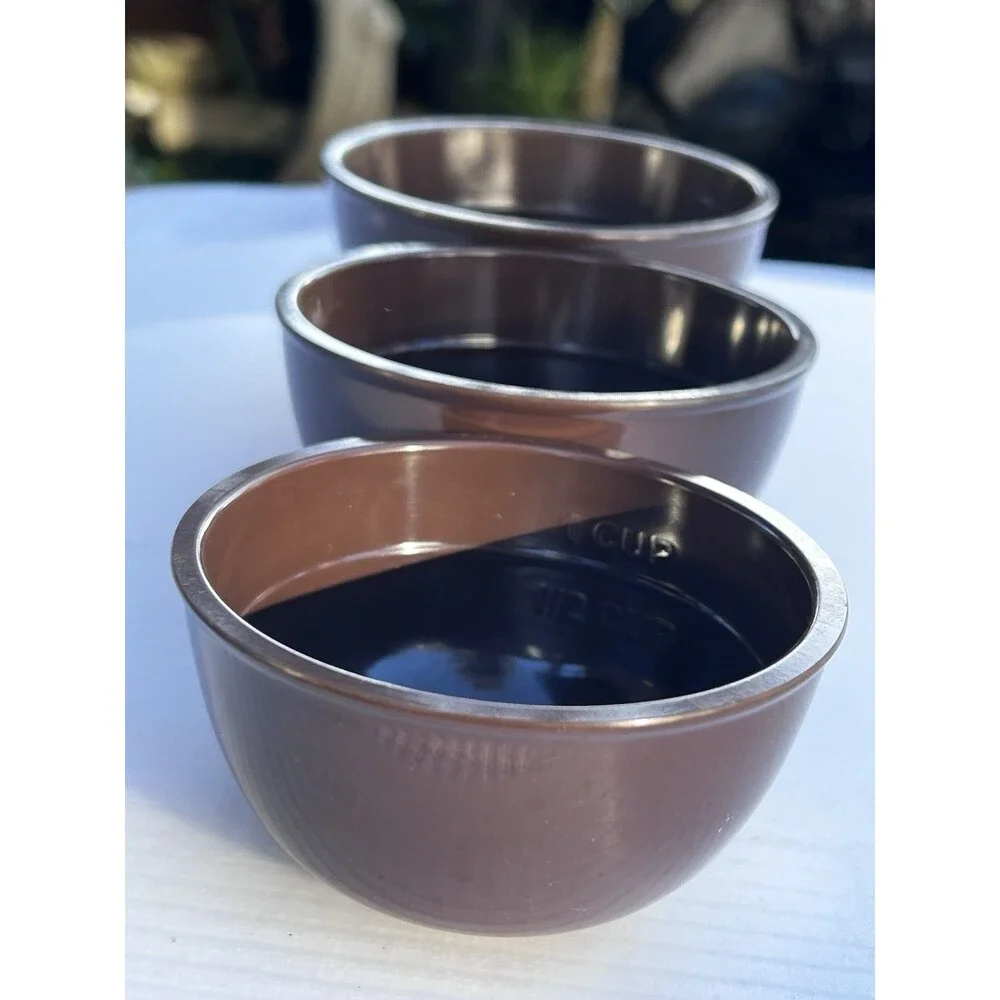 Melamine Nesting Measuring Prep Bowl Set 3 Brown Kitchen Mixing Bowls 2 Cup